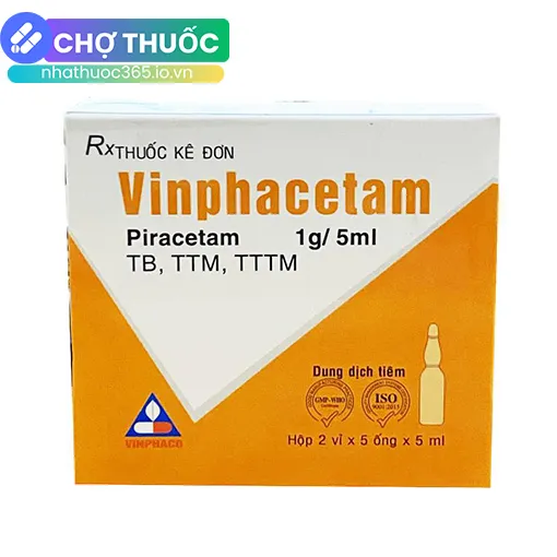 Vinphacetam 1g/5ml (Hộp 2 vỉ x 5 ống)